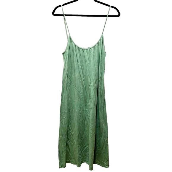 Enza Costa Green Sleeveless Silky Tank Slip Midi Dress Size Medium - Picture 1 of 6